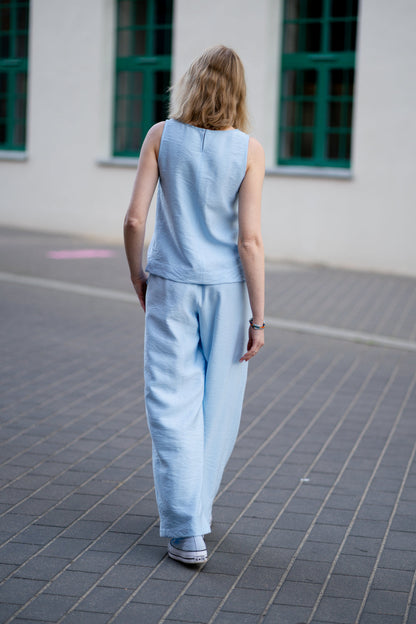Echo viscose wide-leg trousers set - blue
