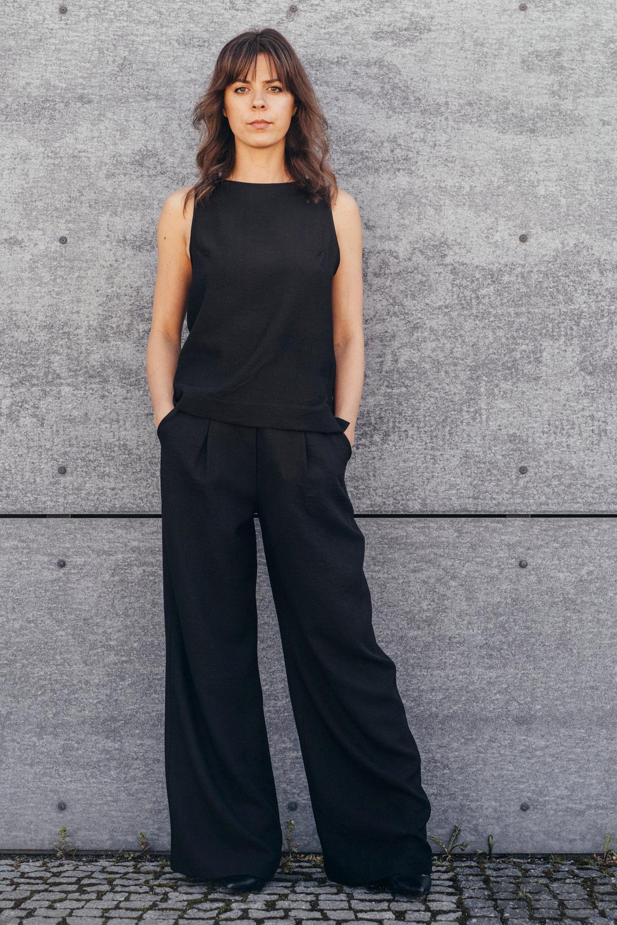 Echo Viscose Wide Leg Trousers – Black