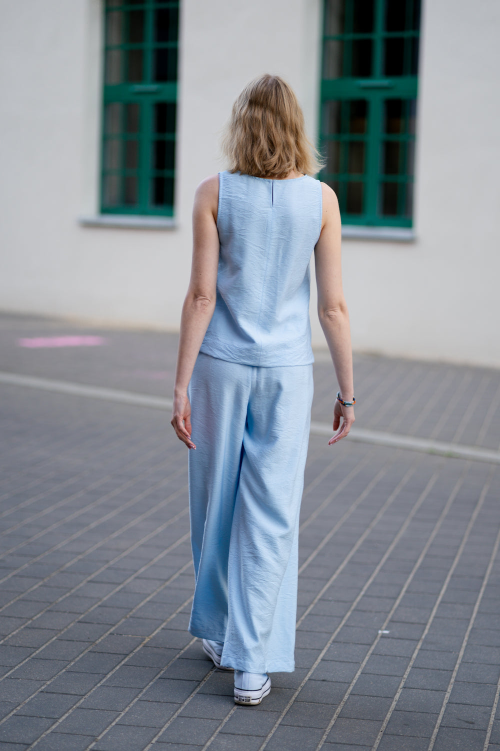 Echo viscose wide-leg trousers set - blue