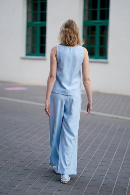Echo viscose wide-leg trousers set - blue
