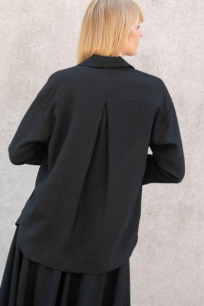 Echo viscose shirt with pockets – black