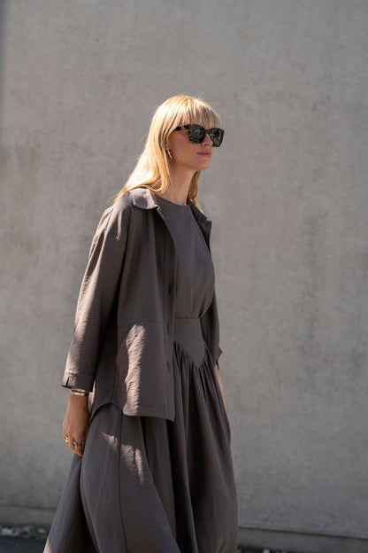 Echo viscose shirt with pockets – cocoa