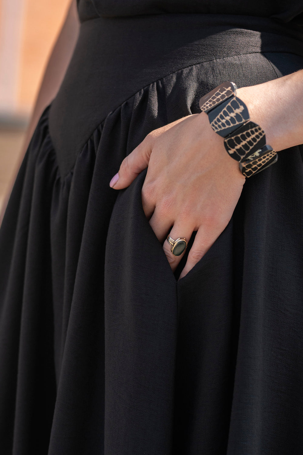 Echo Viscose Midi Skirt with Pockets – Black
