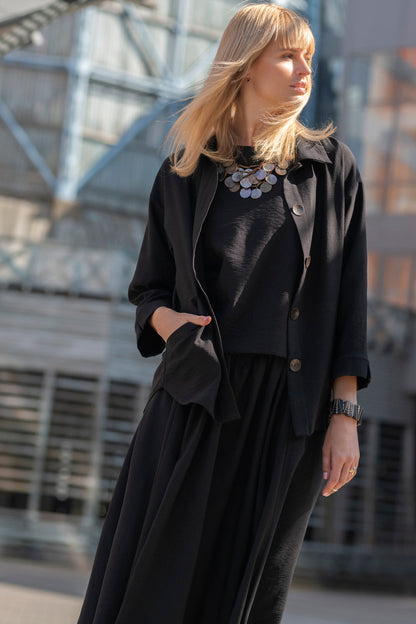 Echo viscose shirt with pockets – black