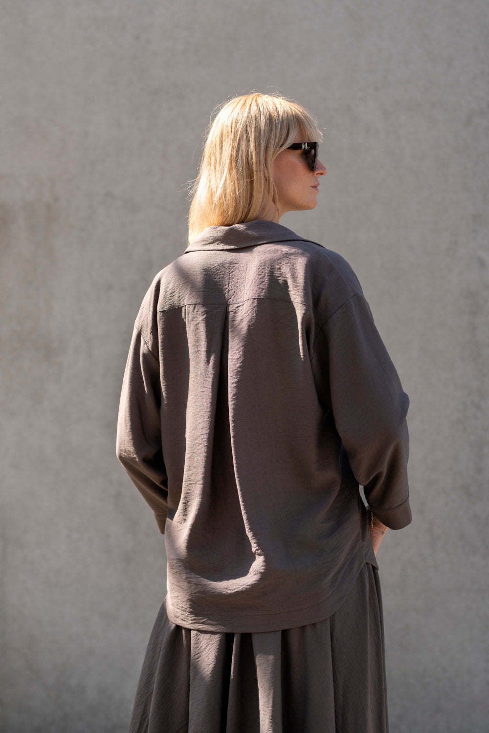 Echo viscose shirt with pockets – cocoa