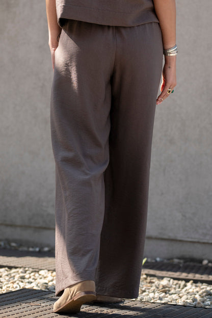 Echo viscose wide leg trousers – cocoa