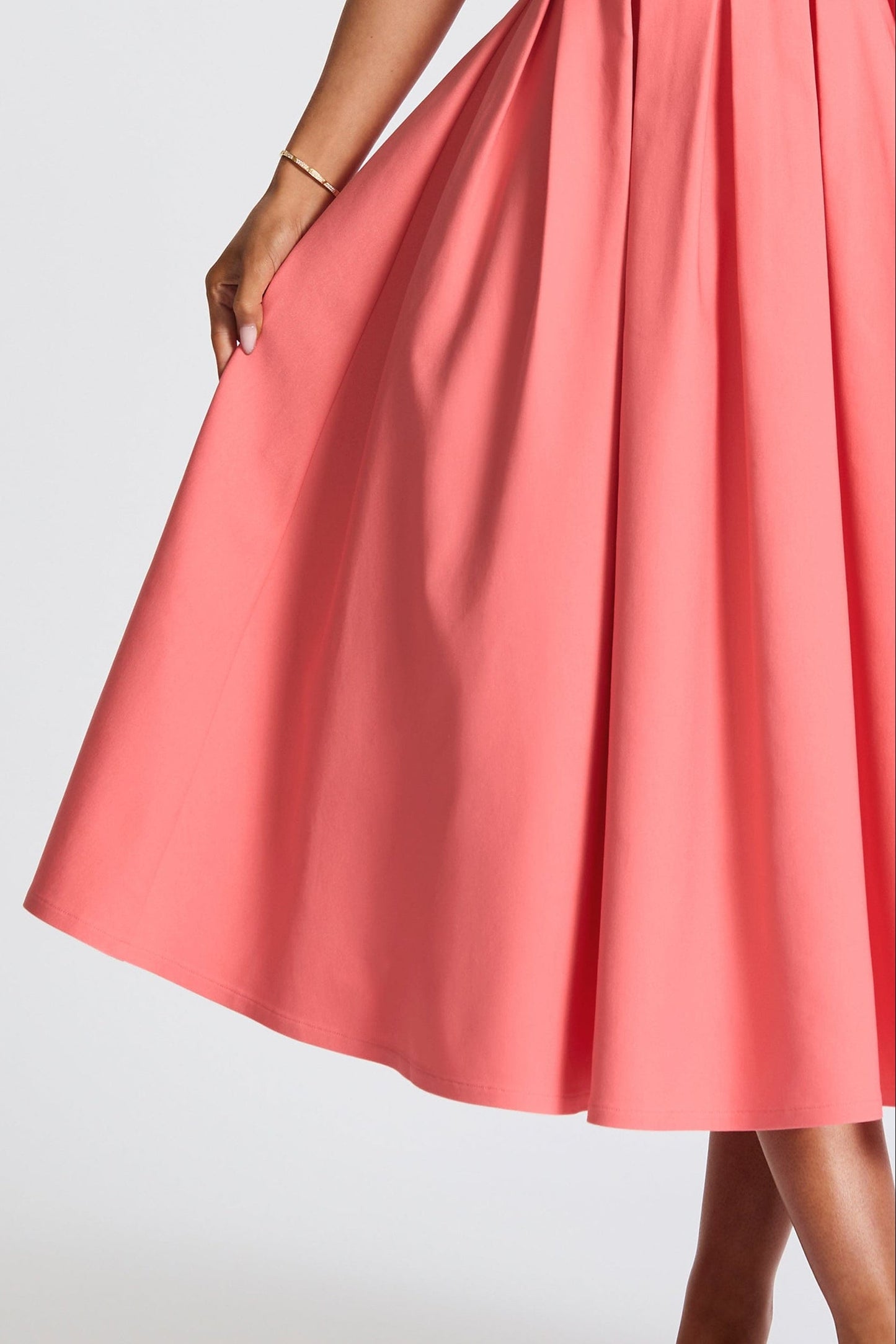 Edith Embroidery Midi Dress - Coral Pink
