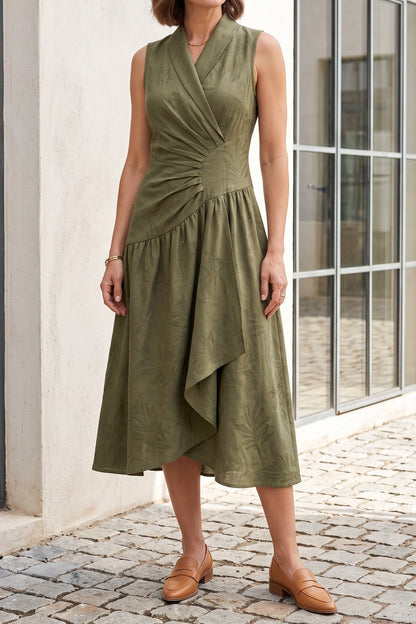 French Riviera matte crepe Midi Dress for urban workday sea-glass green matte crepe, compact viscose or washed satin with low shine Midi Dress - product view 1