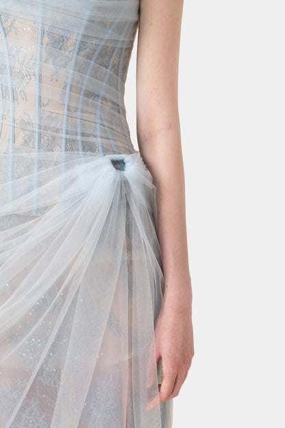 MARA BLUE LACE CORSET DRESS