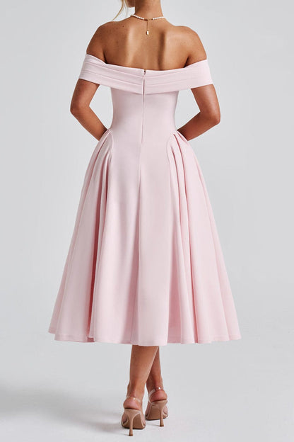 Miranda Embroidery Midi Dress - Blush