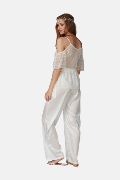 Simplicity silk long trousers - cream