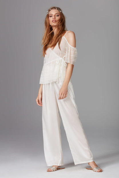 Simplicity silk long trousers - cream