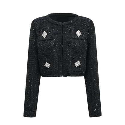 Sylvestra knitted cropped jacket & skirt matching set