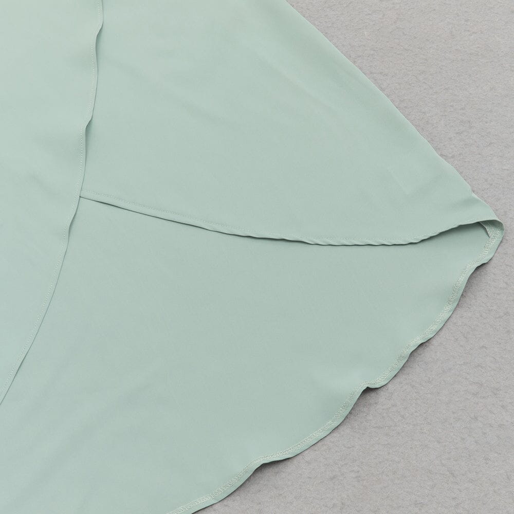 ONE SHOULDER RUCHED MIDI DRESS IN MINT DRESS sis label 