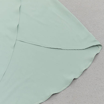 ONE SHOULDER RUCHED MIDI DRESS IN MINT DRESS sis label 