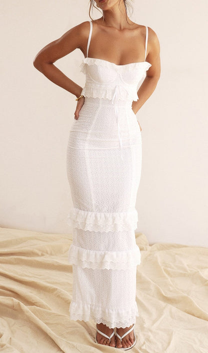 WHITE BRODERIE MAXI DRESS styleofcb 