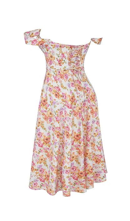 IVORY FLORAL MIDI SUNDRESS