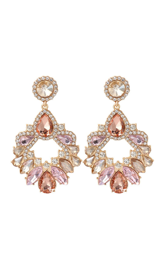 PINK CRYSTAL CHANDELIER DROP EARRINGS JEWELLERY styleofcb 