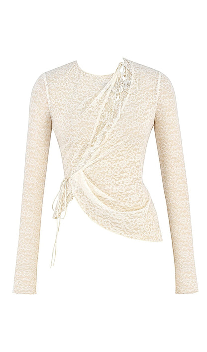 IVORY FLORAL LACE TRIM TOP styleofcb 