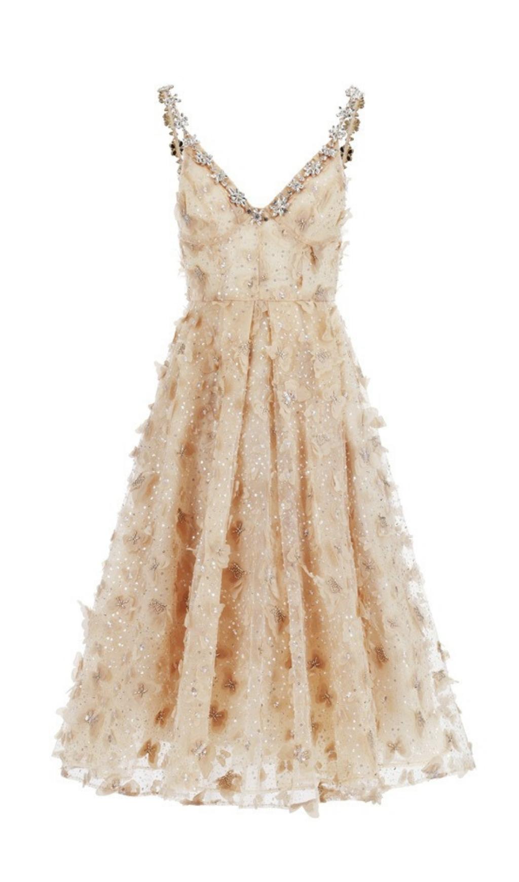 SEQUIN BUTTERFLY EMBELLISHED CRYSTAL MIDI DRESS styleofcb 
