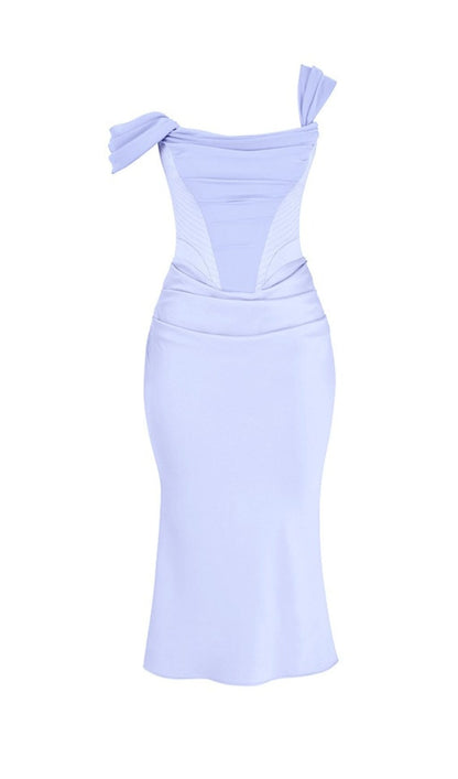 SKY SATIN CORSET MIDI DRESS styleofcb 