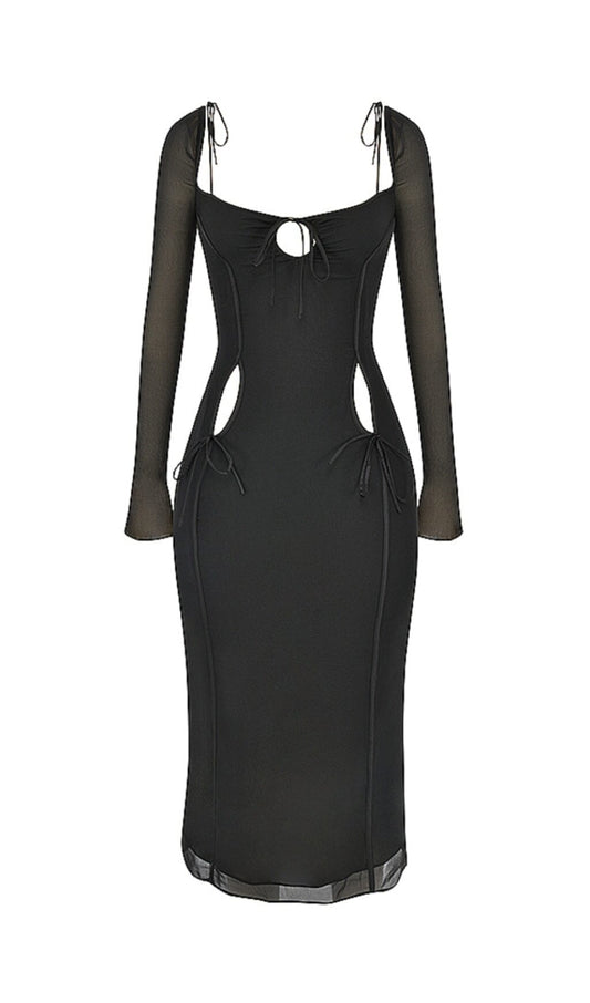 BLACK CUTOUT MIDI DRESS DREESES styleofcb 