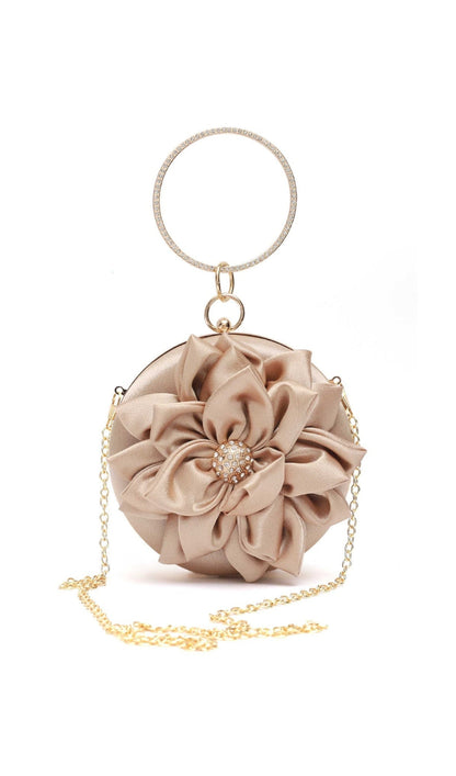 FLOWER & RHINESTONE DECOR CLUTCH