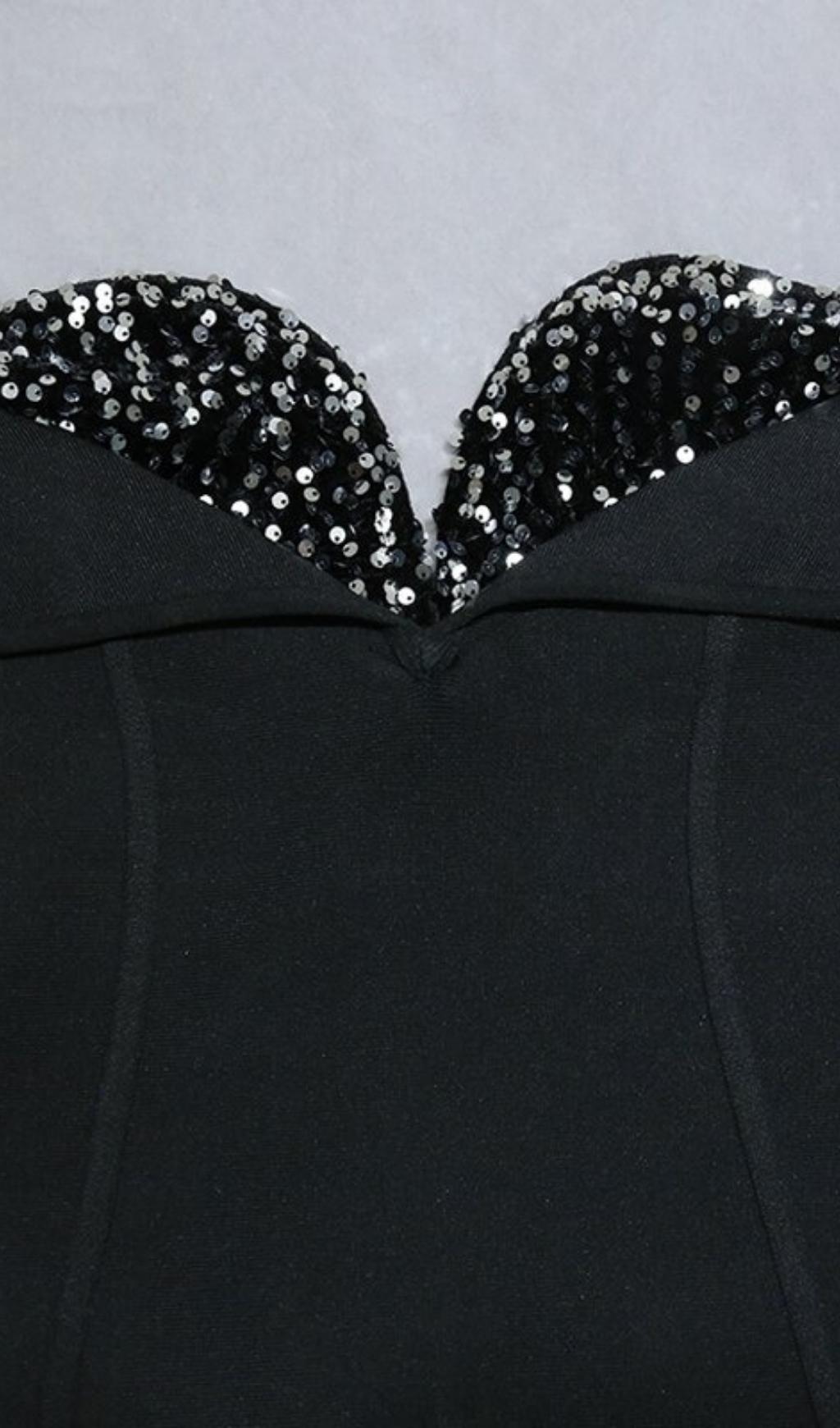 SEQUIN STRAPLESS MIDI DRESS IN BLACK Dresses styleofcb 