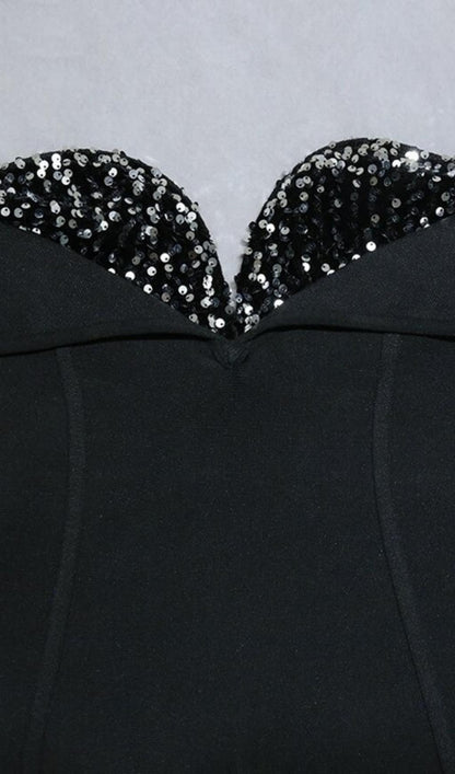 SEQUIN STRAPLESS MIDI DRESS IN BLACK Dresses styleofcb 
