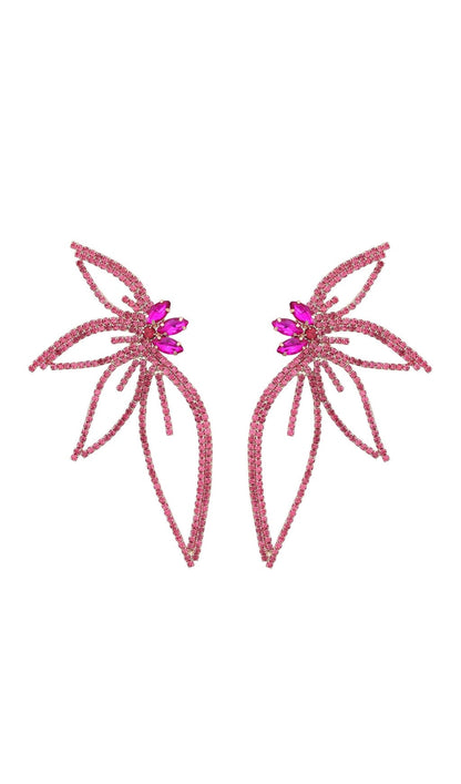 CRYSTAL FLOWER EARRINGS IN PINK Earrings styleofcb 