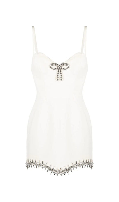 BANDAGE DIAMOND STRAPPY MINI DRESS IN WHITE