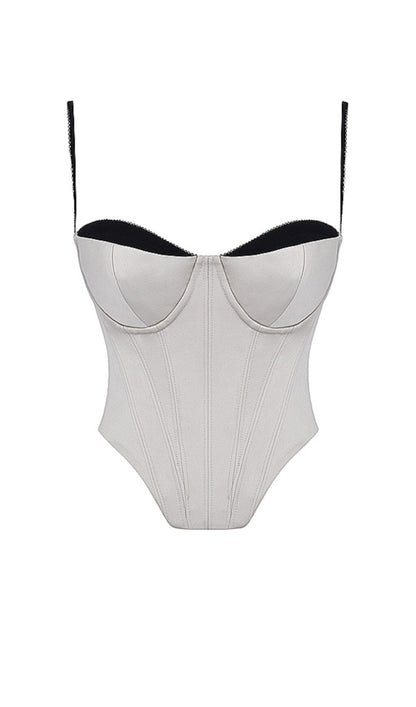 BEIGE SATIN UNDERWIRED CORSET styleofcb 