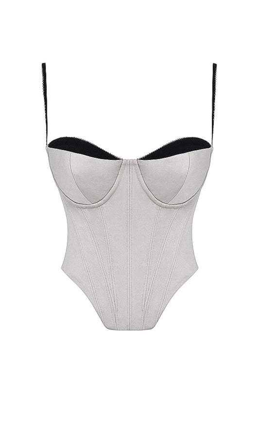 BEIGE SATIN UNDERWIRED CORSET styleofcb 