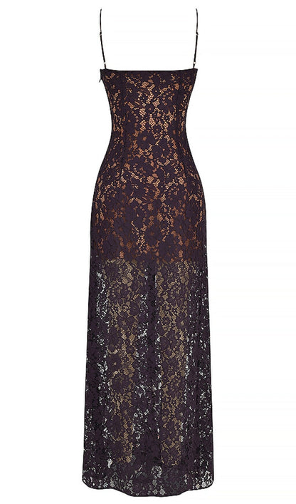 NIGHT SHADE LACE MAXI DRESS IN BLACK