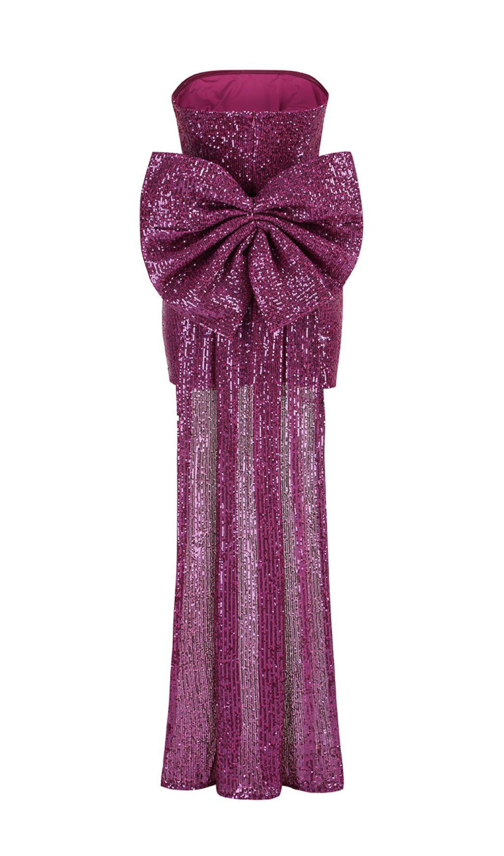 BERRY STRAPLESS BOW MINI DRESS