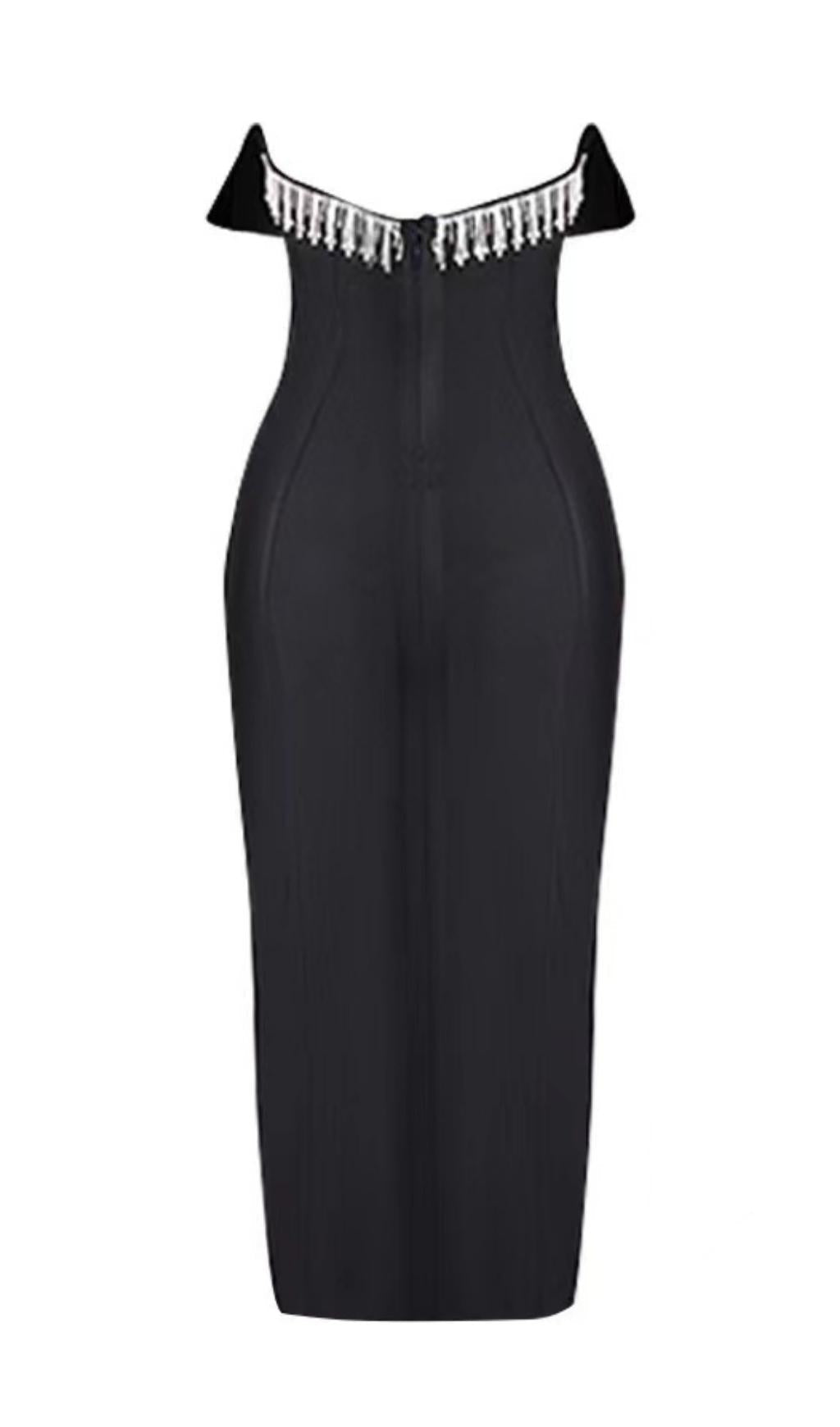 SEQUIN STRAPLESS MIDI DRESS IN BLACK Dresses styleofcb 