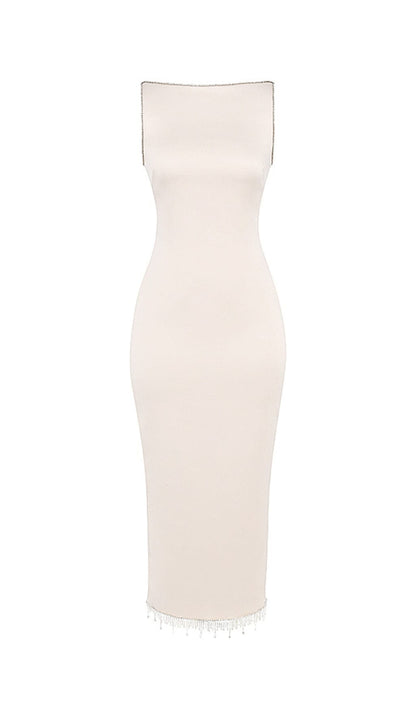 IVORY CRYSTALLISED MIDI DRESS