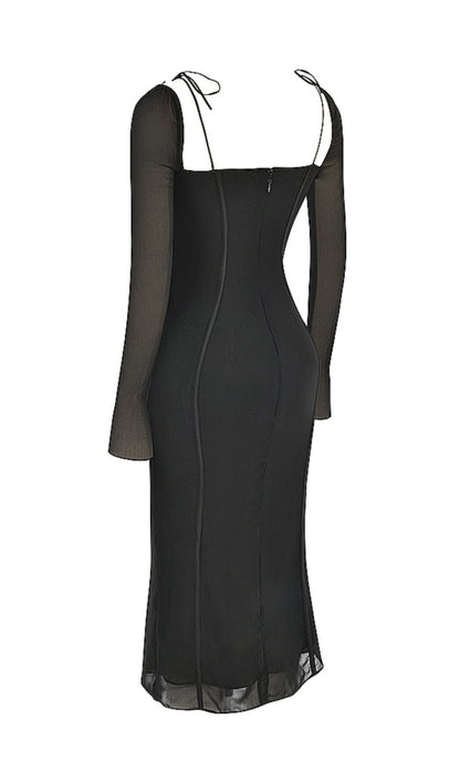 BLACK CUTOUT MIDI DRESS DREESES styleofcb 