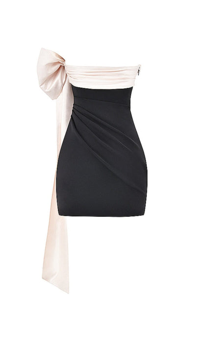 BLACK & IVORY BOW MINI DRESS styleofcb 