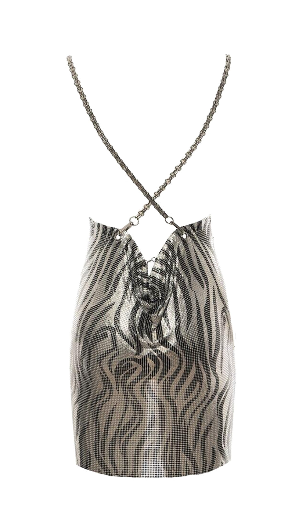 SHORT ZEBRA ACRYLIC DRESS IN SILVER