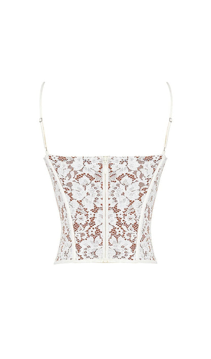 MILA IVORY LACE UNDERWIRED CORSET TOP