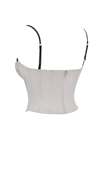 BEIGE SATIN UNDERWIRED CORSET styleofcb 