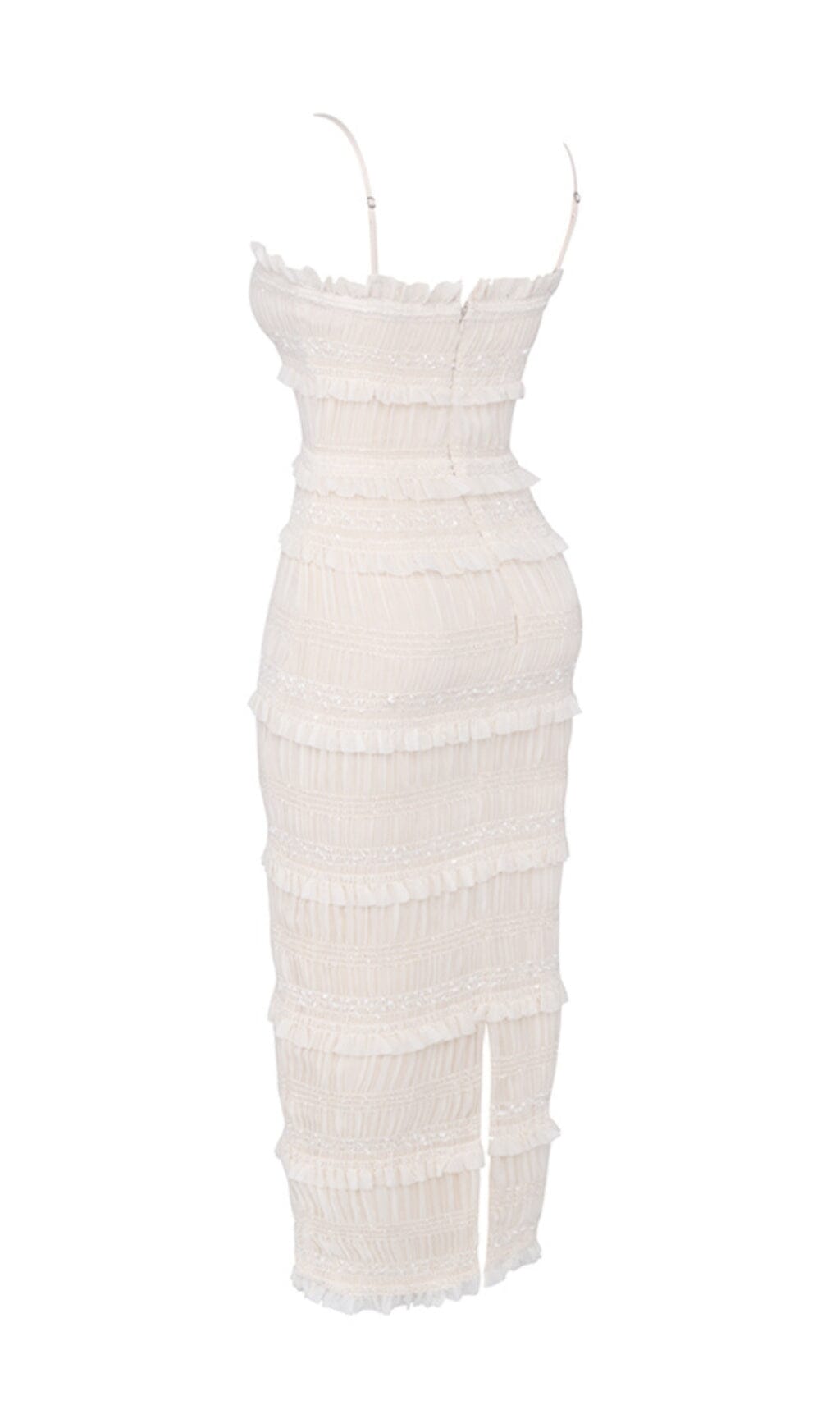 IVORY SEQUIN PLEAT MAXI DRESS styleofcb 