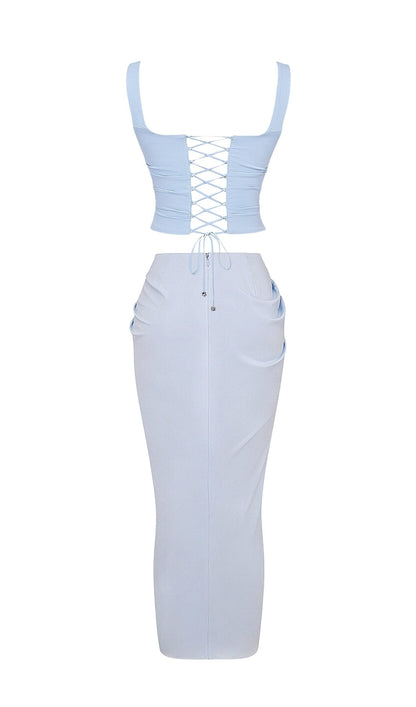 SOFT BLUE CORSET TWO PIECES SUIT