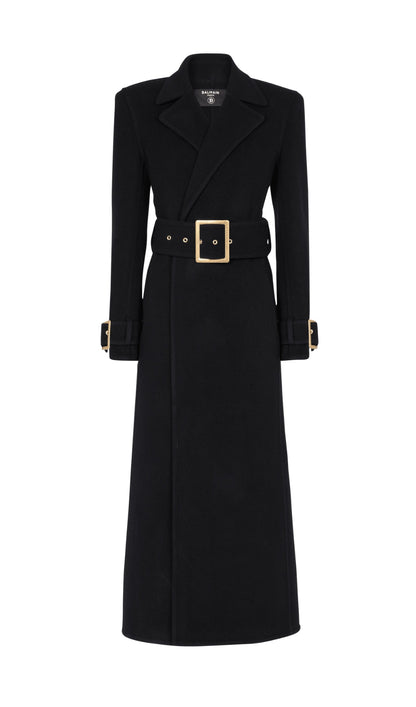 BLACK LONG COAT WITH BELT
