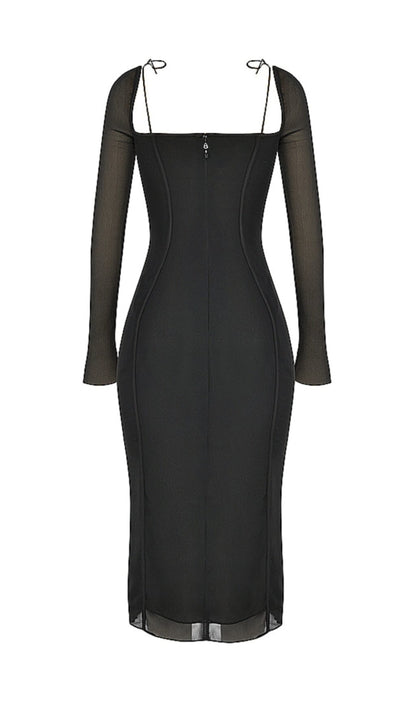 BLACK CUTOUT MIDI DRESS DREESES styleofcb 