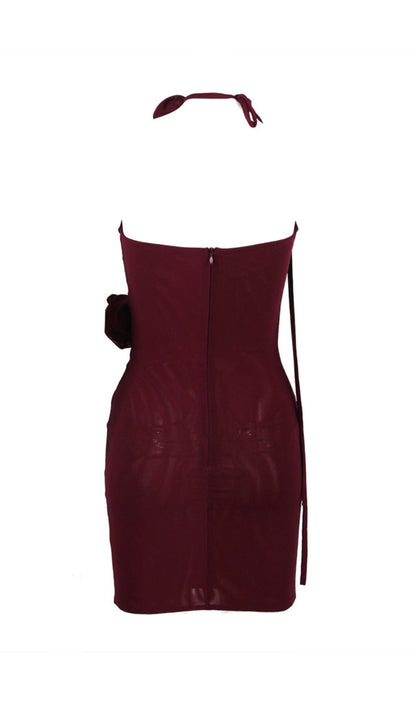 WINE FLORAL EMBELLISHED MINI DRESS styleofcb 