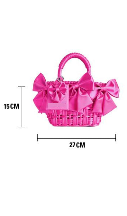 WOVEN MESH BAG IN PINK
