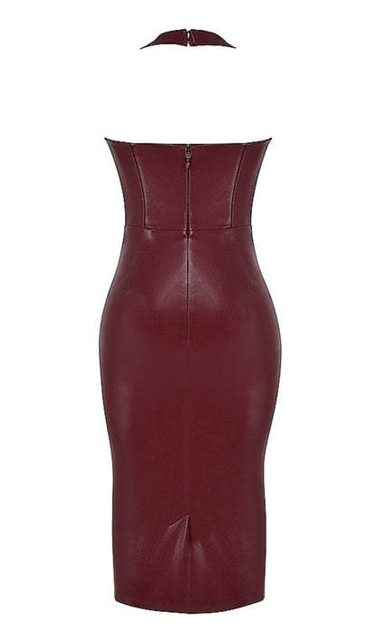 LEATHER MIDI DRESS IN WINE styleofcb 