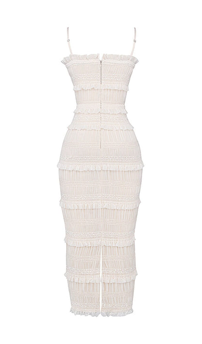 IVORY SEQUIN PLEAT MAXI DRESS styleofcb 